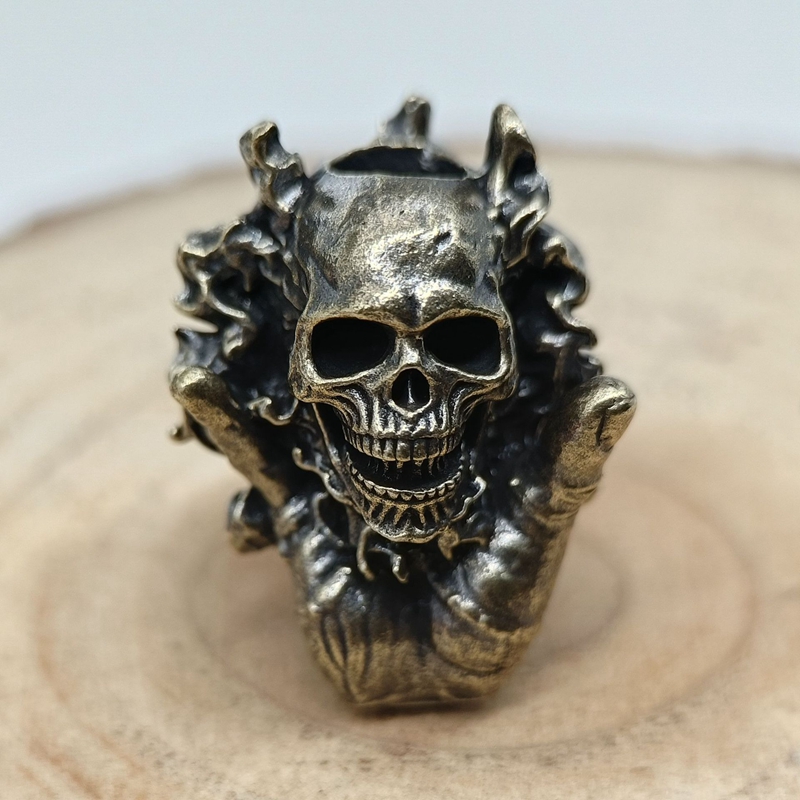 Bead Bracelet Men - Palm czaszka głowa mosiężny nóż koraliki