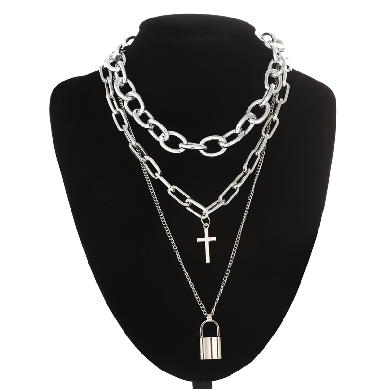 Men Accessories Aesthetic - FNQUFUJ Warstwowa grunge estetyczna biżuteria punkowy