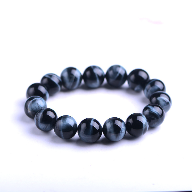Bead Bracelet Men - Naturalne koraliki z niebieskiego tygrysiego oka