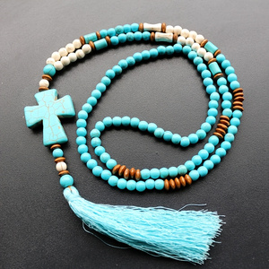 Men'S Vacation Accessories - Bohemiczny naszyjnik z krzyżykiem i muszelką,