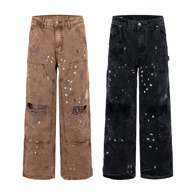 Men'S Accessories For Jeans - Amerykańskie retro spodnie jeansowe z szerokimi