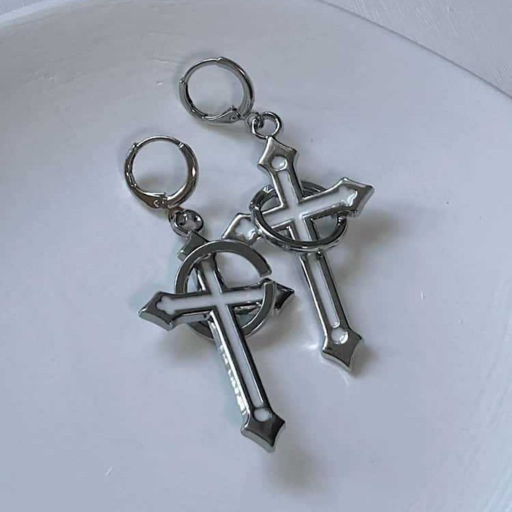 Kolczyki krzyże w stylu rock g – Men Accessories Aesthetic recenzja i cena