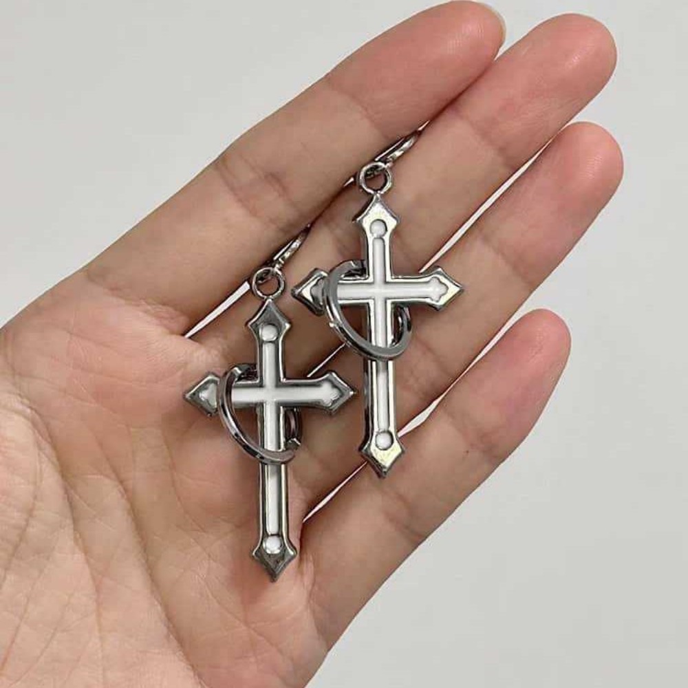 Kolczyki krzyże w stylu rock g – Men Accessories Aesthetic recenzja i cena